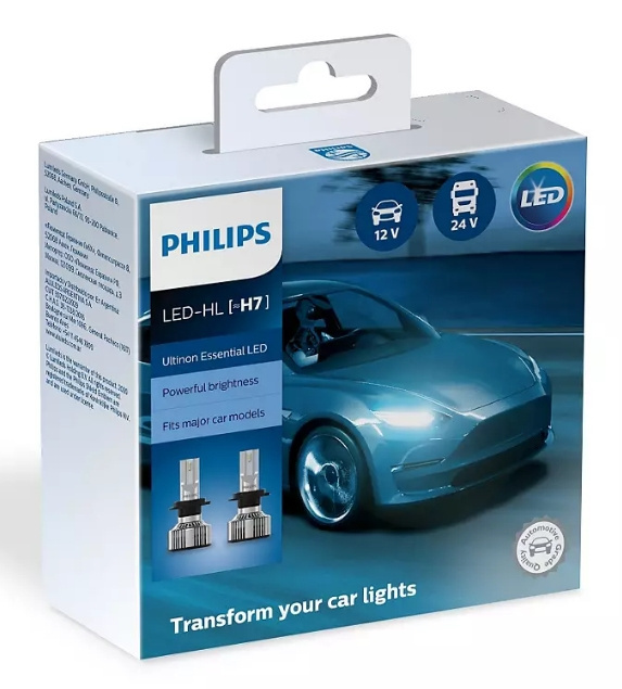 Лампа светодиодная Philips Ultinon Essential LED H4 12V-24V6500K (2шт)